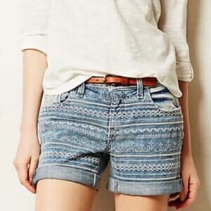 Pilcro and the Letterpress Anthropologie Stet Embroidered Shorts Size 26 Denim